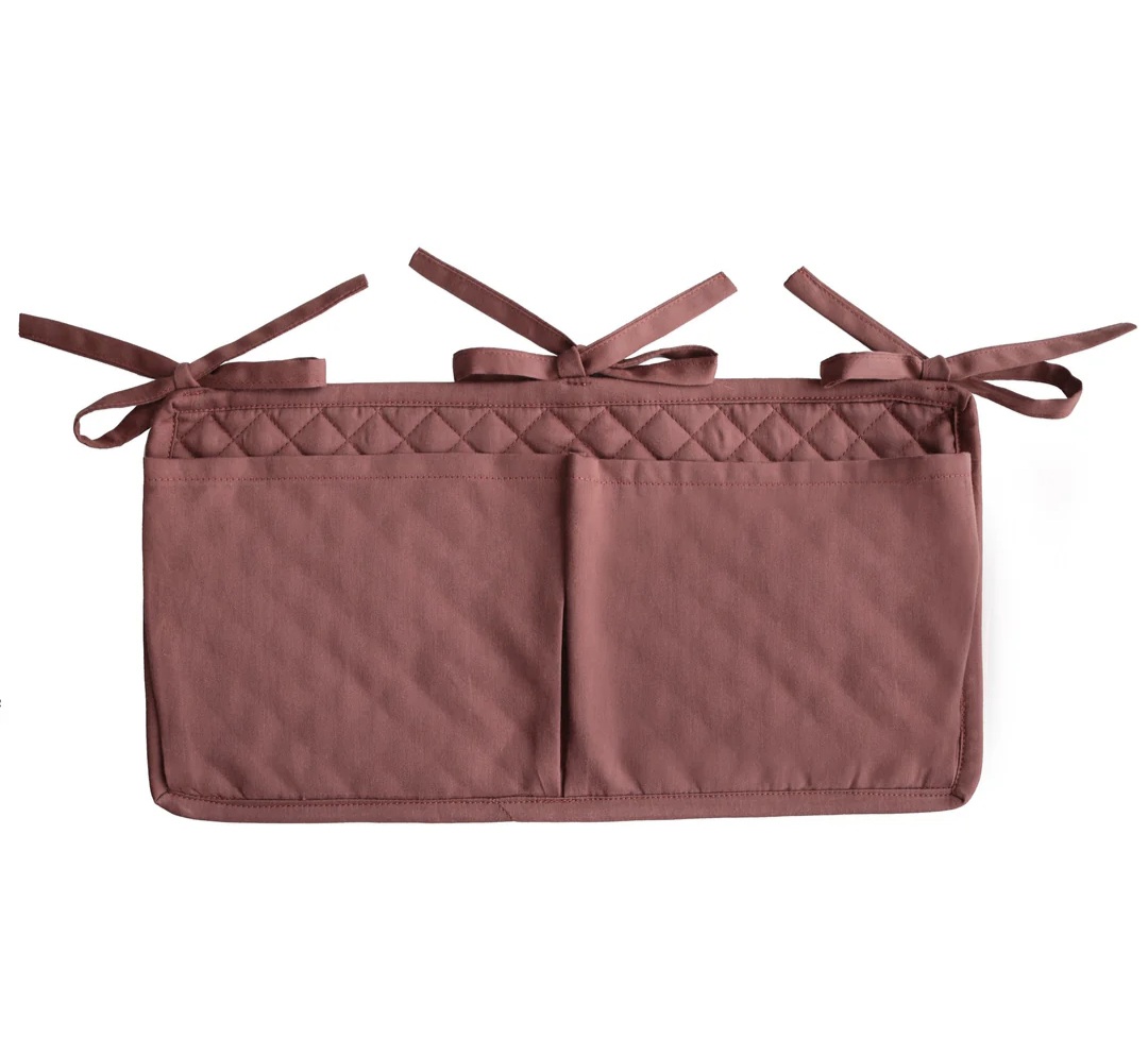 Baby bed storage pocket cognac