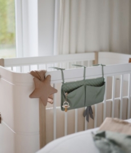 Baby bed storage pocket eucalyptus